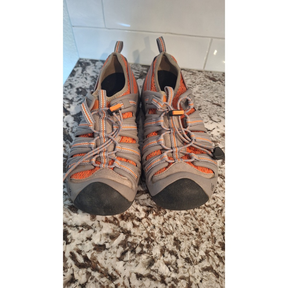 Keen Grey Orange Bungee Lace Closed Toe Hiking Water Sandals Women's 8